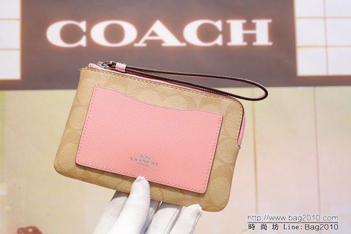 COACH蔻馳 原單級別 COACH 短款零錢包 拉鏈手包 頭層牛皮 64233  Chz1302